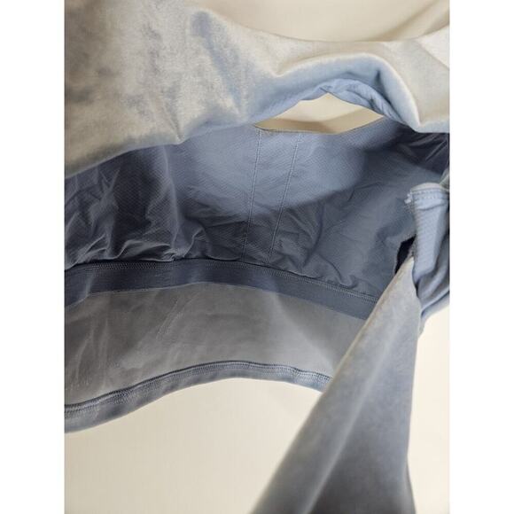 Athleta Large Baby Blue Velvet Cut Out Crop Top Stretch - Picture 3 of 4